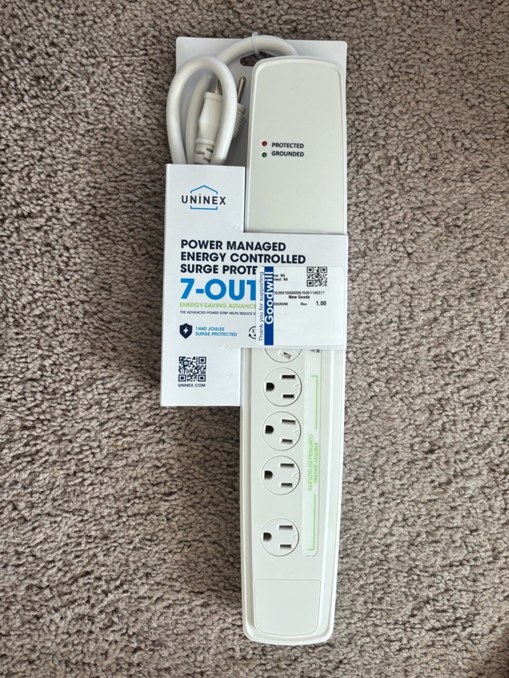 7-Outlet Power Managed Surge Protector - White